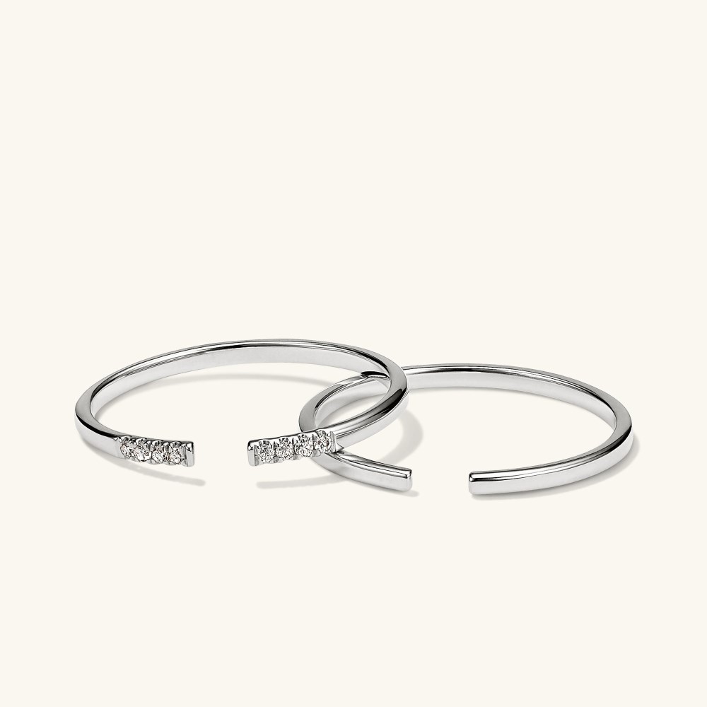 Mejuri Beam Open Ring Stacker Set - 14k White Gold