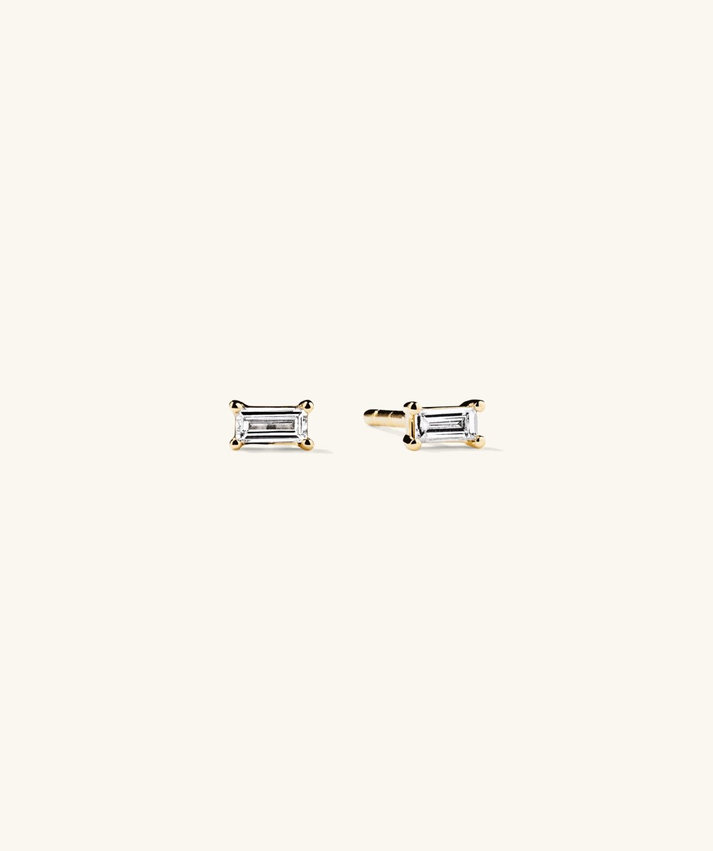 Mejuri Mini Baguette Diamond Studs - 14k Yellow Gold