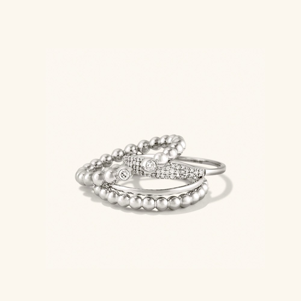 Mejuri Bold Beaded Diamond Open Ring - 14k White Gold