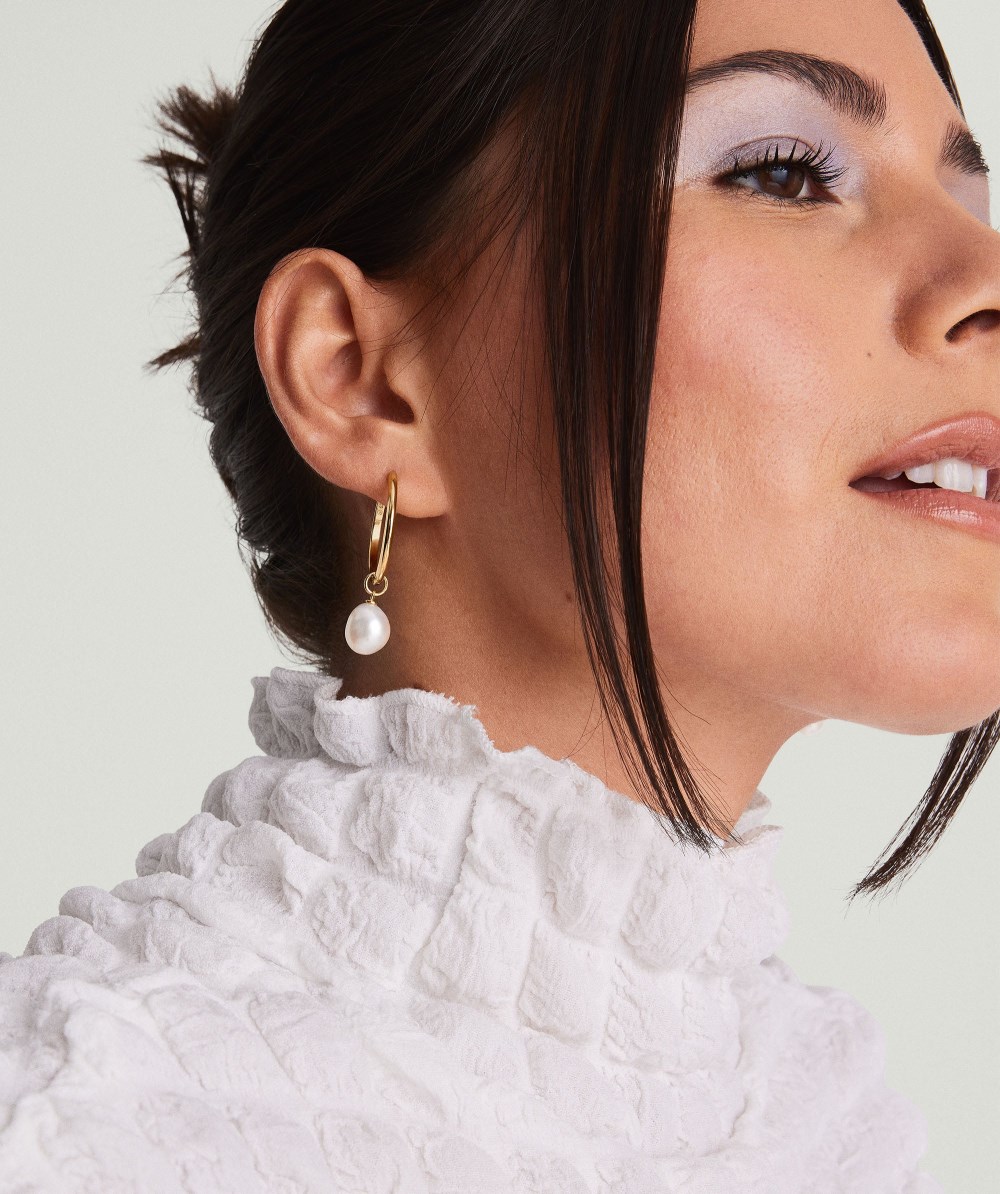 Mejuri Organic Pearl Hoop Charms - Gold Vermeil