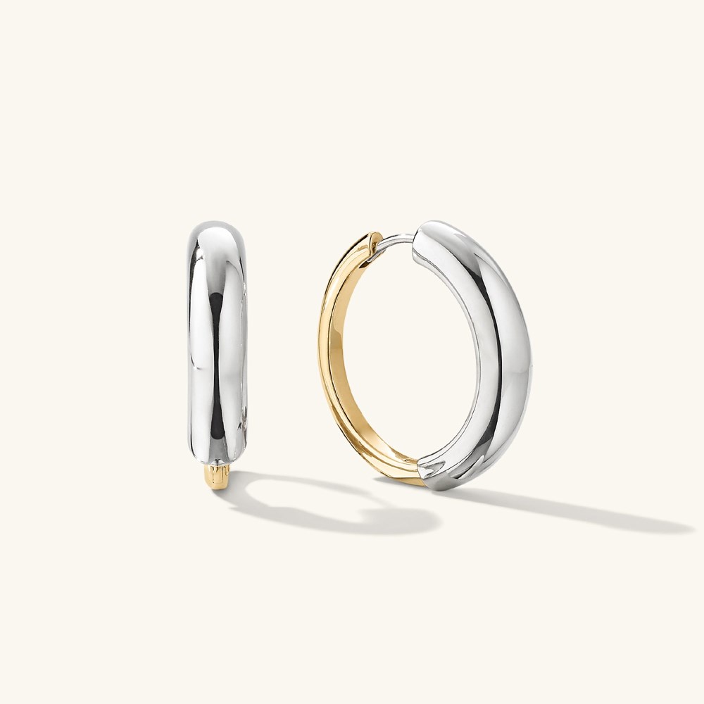 Mejuri Mixed Large Tube Hoops - Gold Vermeil, Sterling Silver
