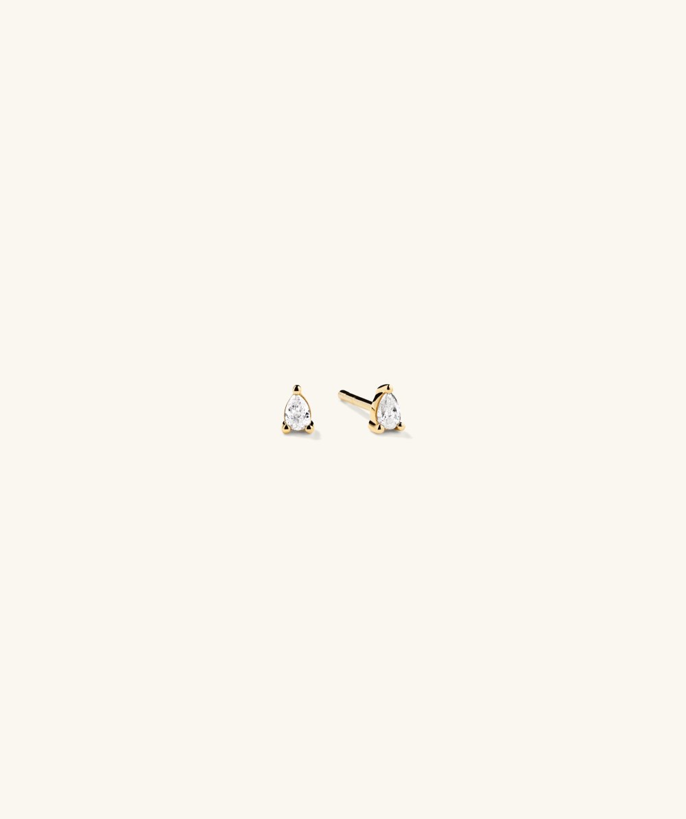 Mejuri Mini Pear Diamond Studs - 14k Yellow Gold