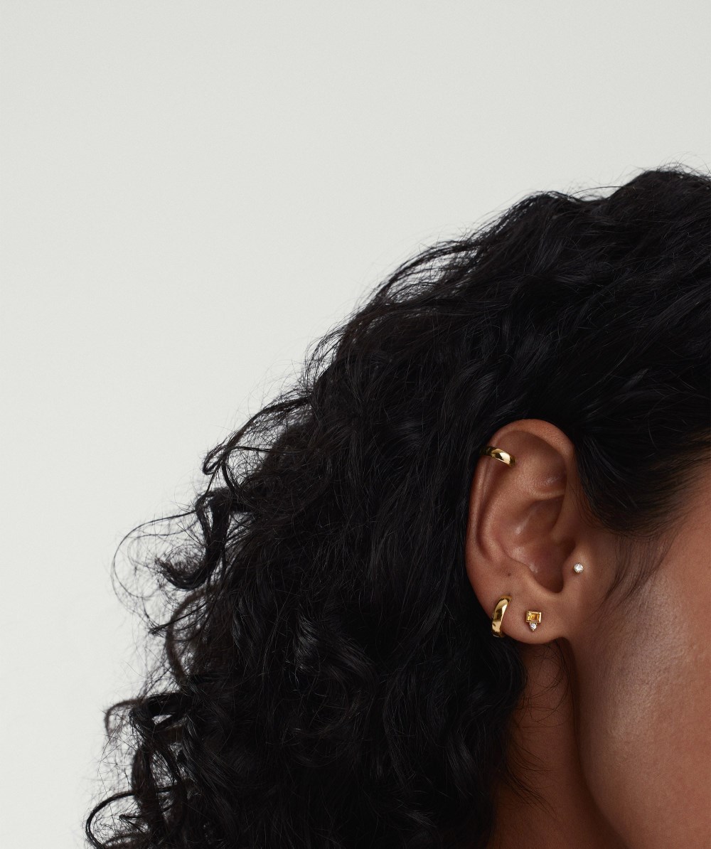 Mejuri Baguette Duo Stud - 14k Yellow Gold