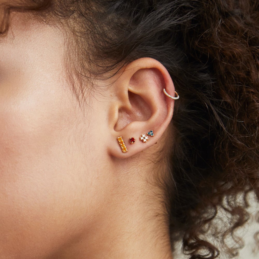 Mejuri Cartilage Pavé Diamond Mini Hoop - 14k Yellow Gold