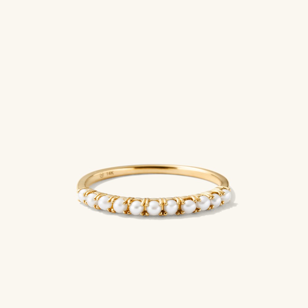 Mejuri Pearl Half Eternity Ring - 14k Yellow Gold