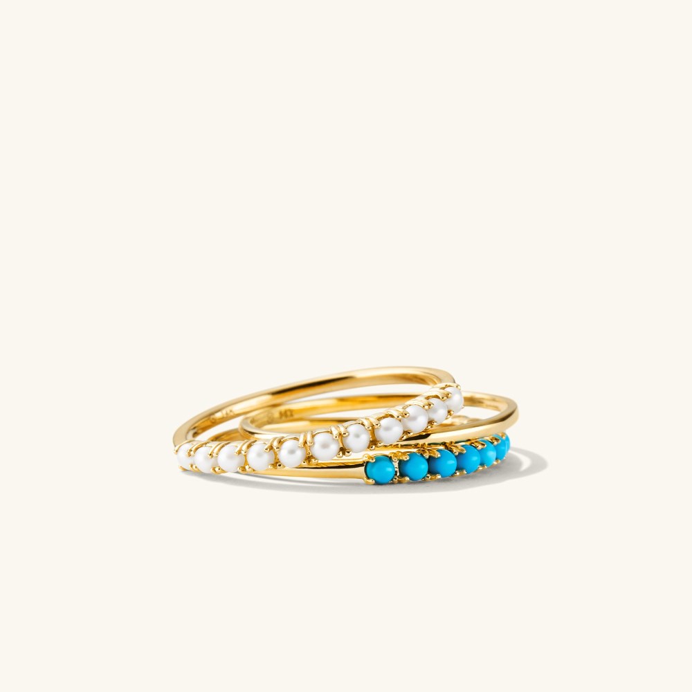 Mejuri Pearl Half Eternity Ring - 14k Yellow Gold