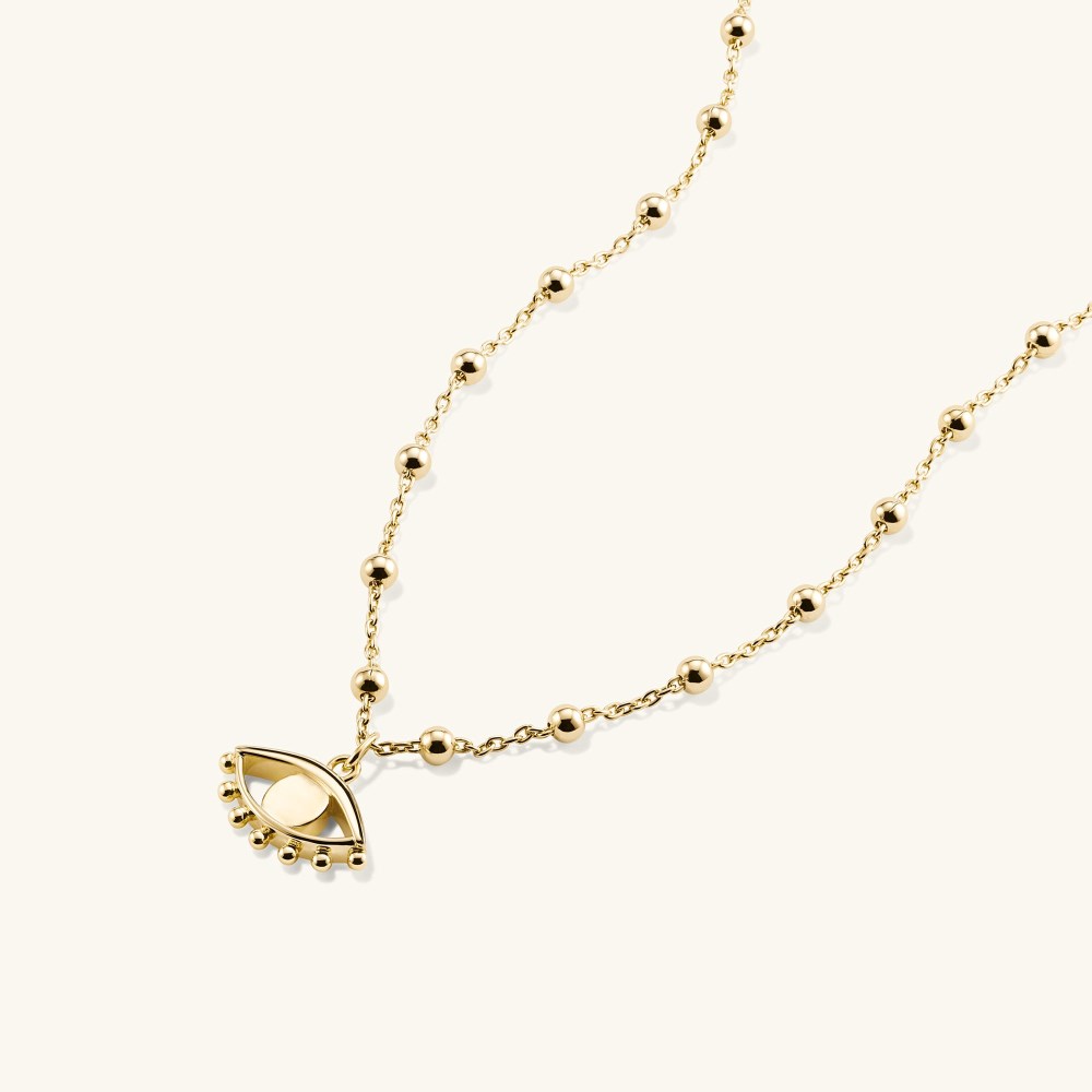 Mejuri Evil Eye Beaded Pendant Necklace - Gold Vermeil