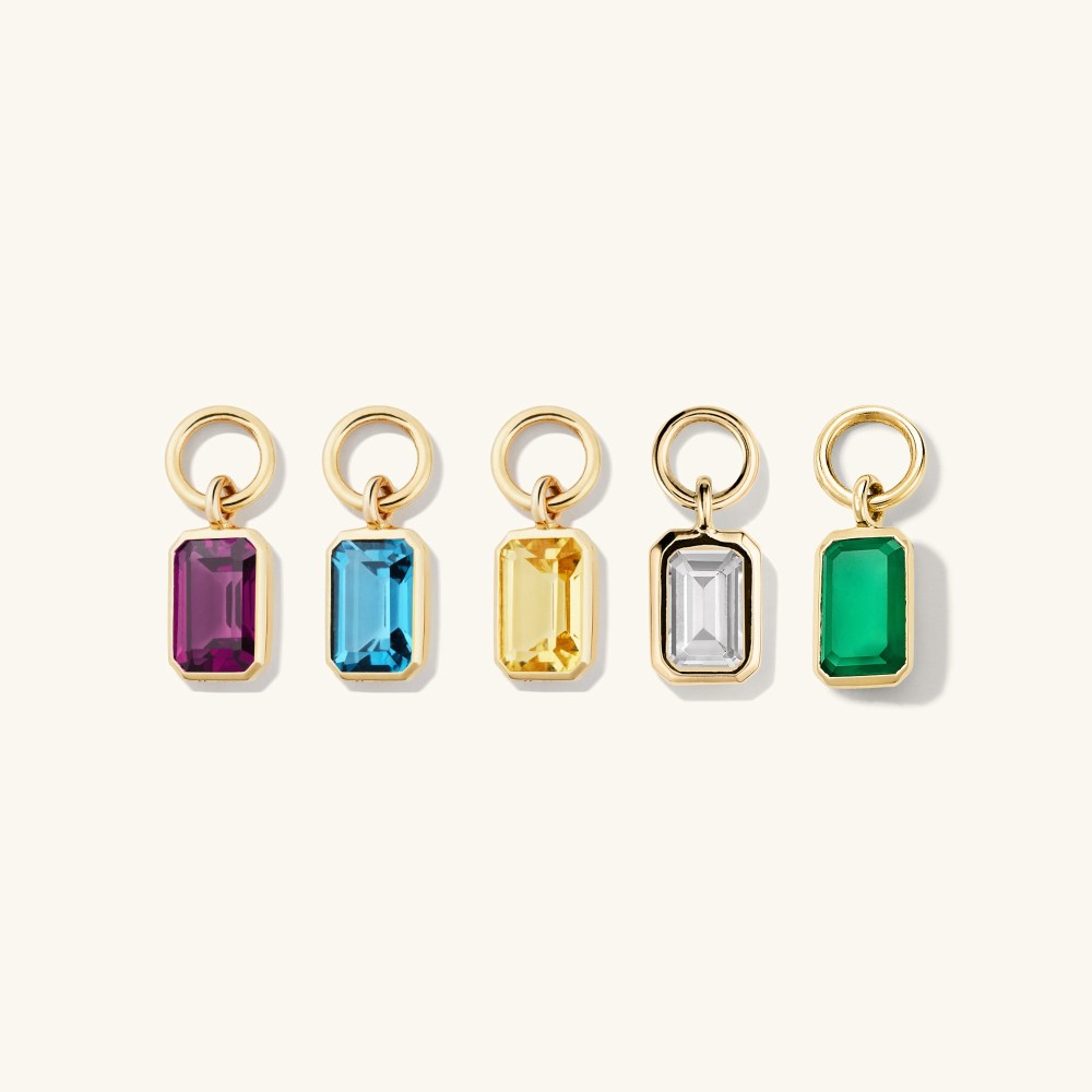 Mejuri Single Emerald Cut Gemstone Hoop Charm - 14k Yellow Gold