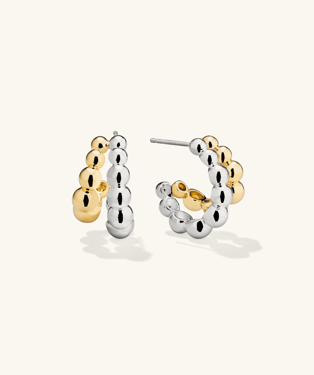 Mejuri Bubble Sphere Duo Hoops - Sterling Silver, Gold Vermeil