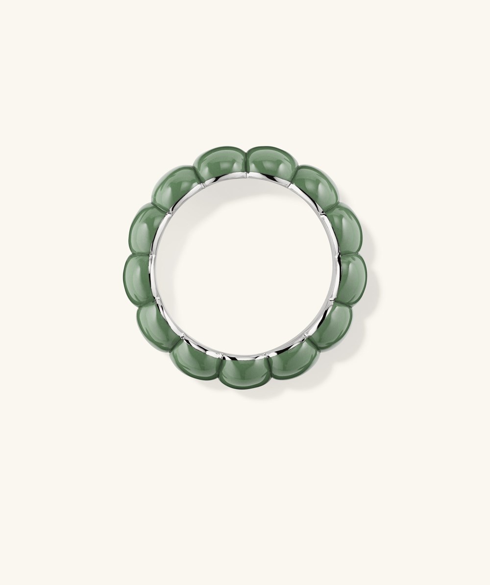 Mejuri Puffy Charlotte Enamel Ring - Sterling Silver, Moss Enamel