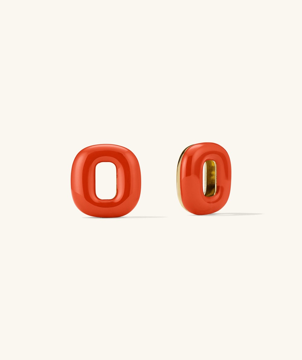 Mejuri Stevie Hoop Links - Gold Vermeil, Red Enamel