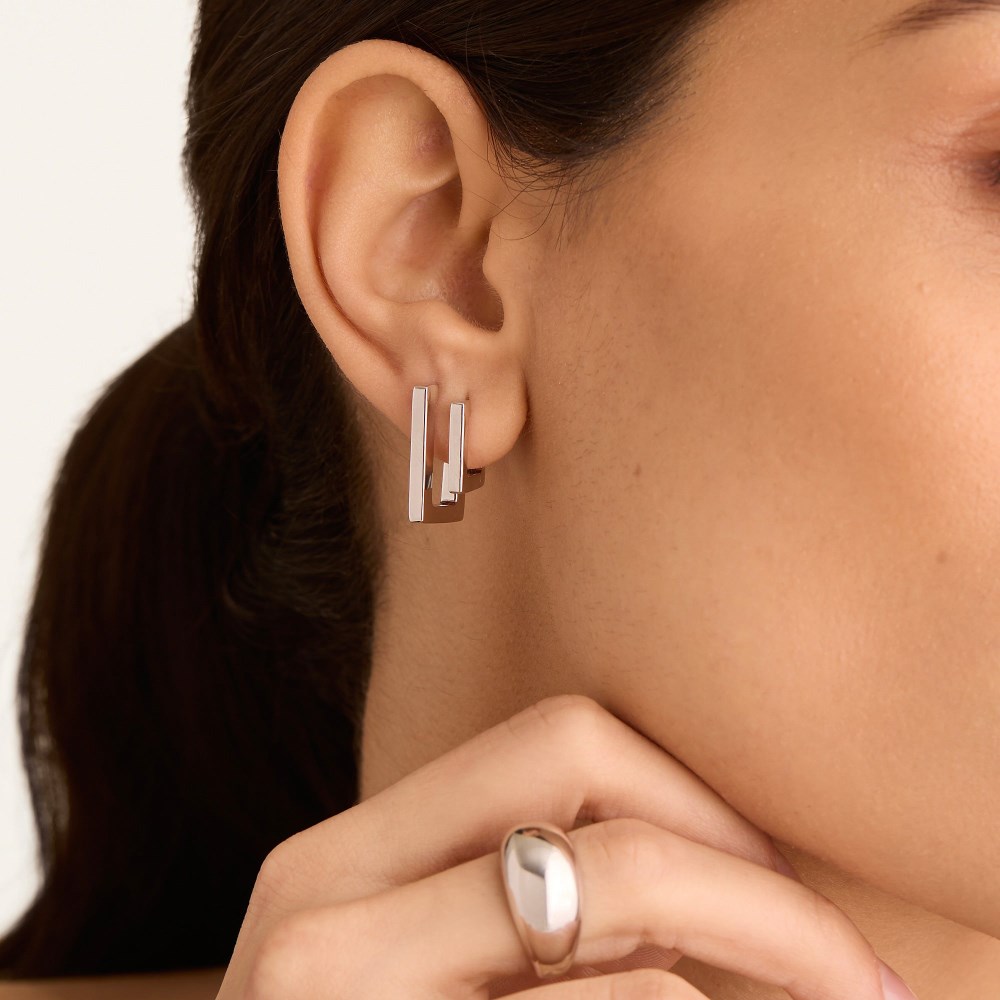 Mejuri Block Small Hoops - Sterling Silver
