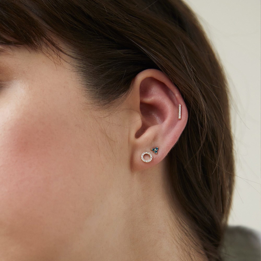 Mejuri Pavé Diamonds Long Bar Studs - 14k Yellow Gold