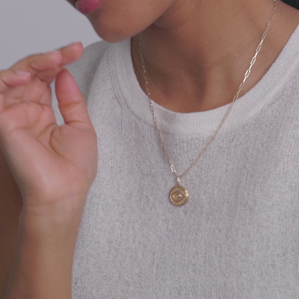 Mejuri Courage: Evil Eye Coin Charm Pendant - 14k Yellow Gold