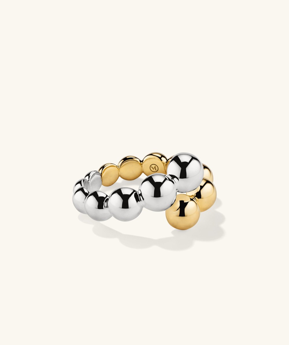 Mejuri Bubble Sphere Mixed Bypass Ring - Sterling Silver, Gold Vermeil