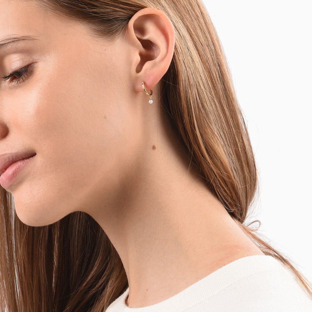 Mejuri Pearl Hoops - Gold Vermeil