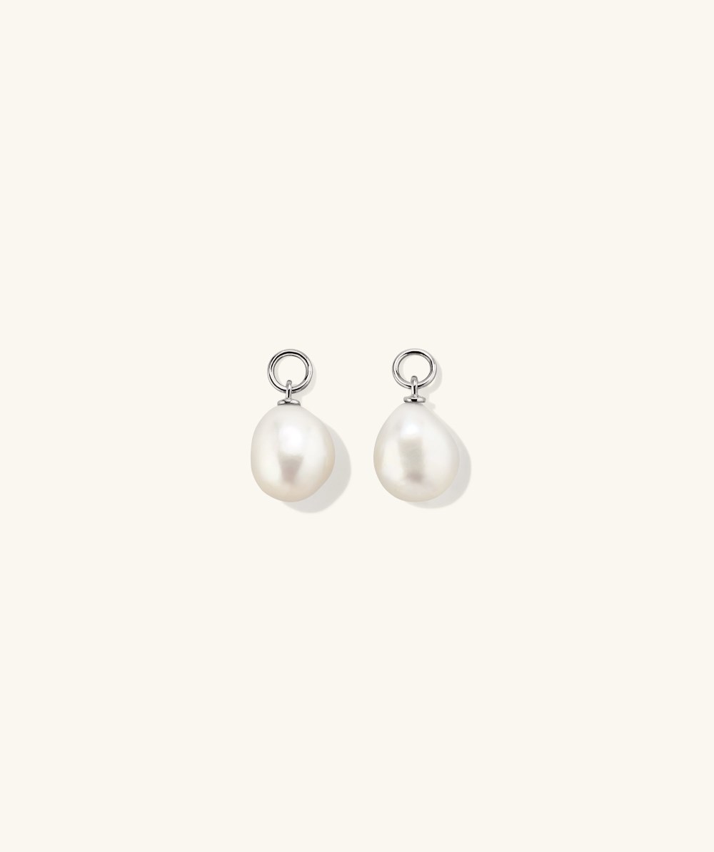 Mejuri Organic Pearl Hoop Charms - Sterling Silver