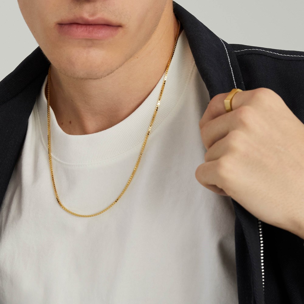 Mejuri Square Box Chain Necklace - 14k Yellow Gold