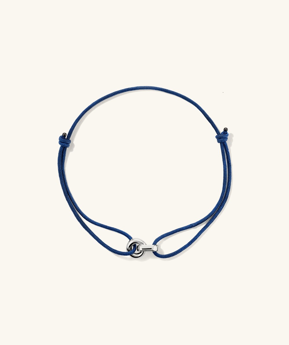 Mejuri Linked Cord Bracelet - Sterling Silver, Green Cord