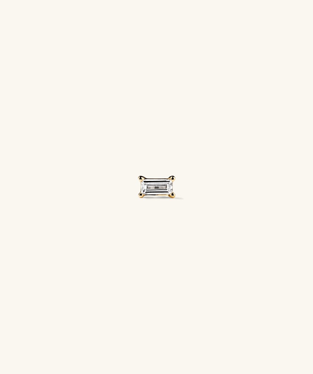 Mejuri Mini Baguette Diamond Stud - 14k Yellow Gold