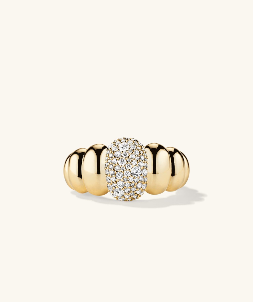 Mejuri Puffy Charlotte Pavé Diamond Ring - 14k Yellow Gold