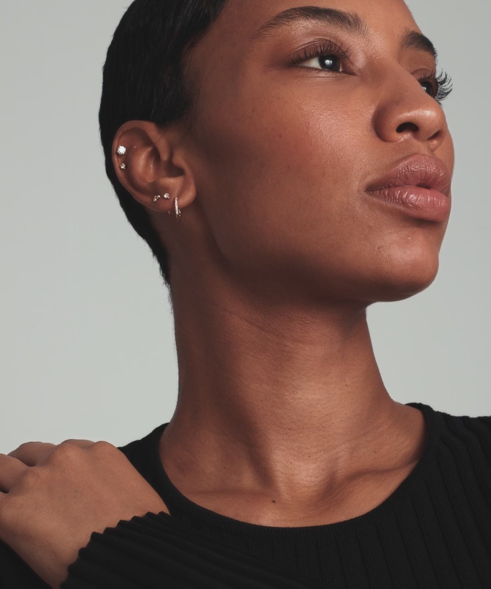 Mejuri Pavé Diamond Huggie Hoops - 14k Yellow Gold