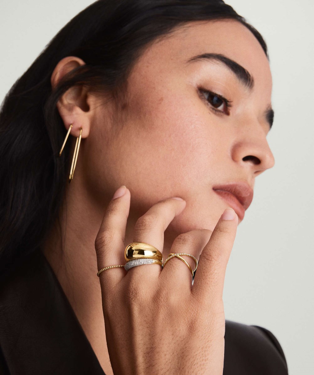 Mejuri Pavé Diamond Thin Dôme Ring - 14k Yellow Gold
